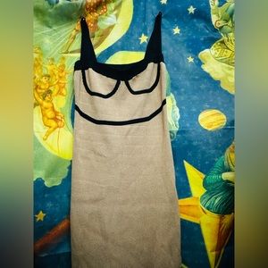 Black and Beige Bodycon 22% Polyester Dress